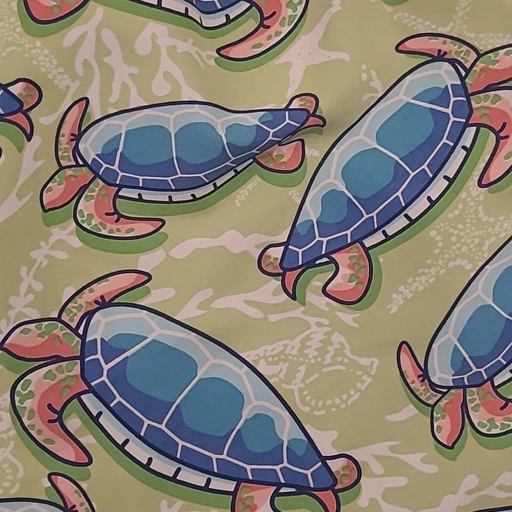 VINEYARD VINES‎ Green Blue Whimsical Turtles Pattern Mens XL Swim Trunks Shorts